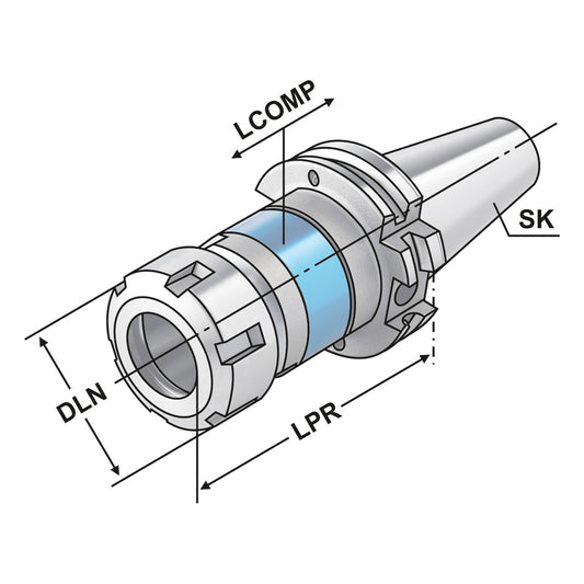 Tapping chucks for synchronisation SK 40 - M3-M20 - 84 | ER 25