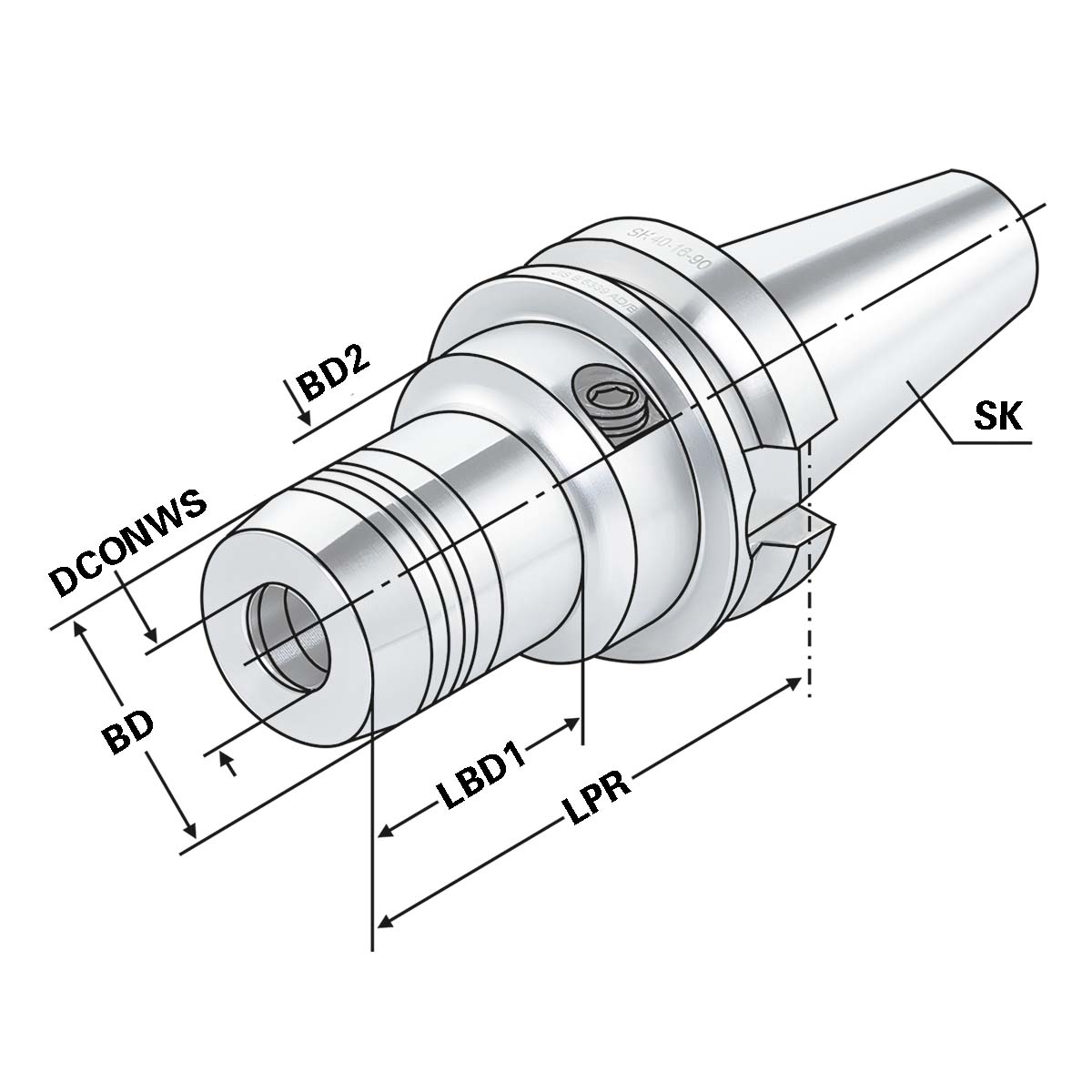 Hydraulic expansion chuck BT 40 - 14 - 90
