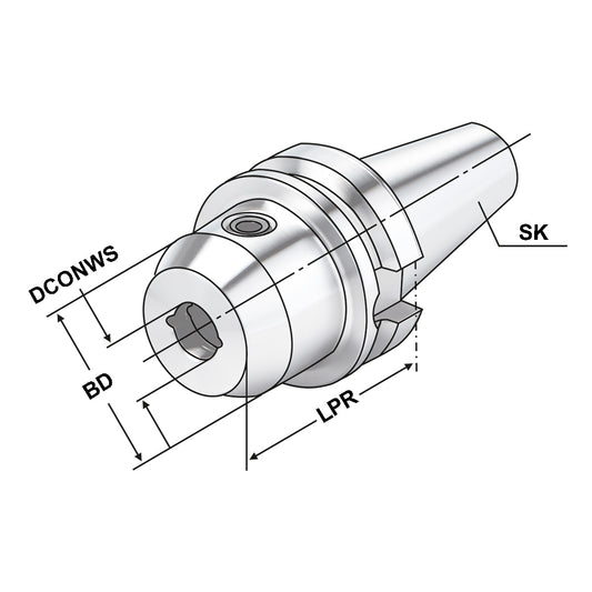 End mill holder Weldon with cooling channels BT 40 - 12 - 63