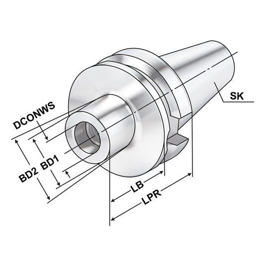 Milling arbors for screw-in cutters BT 40 - M16 - 102 - LB75