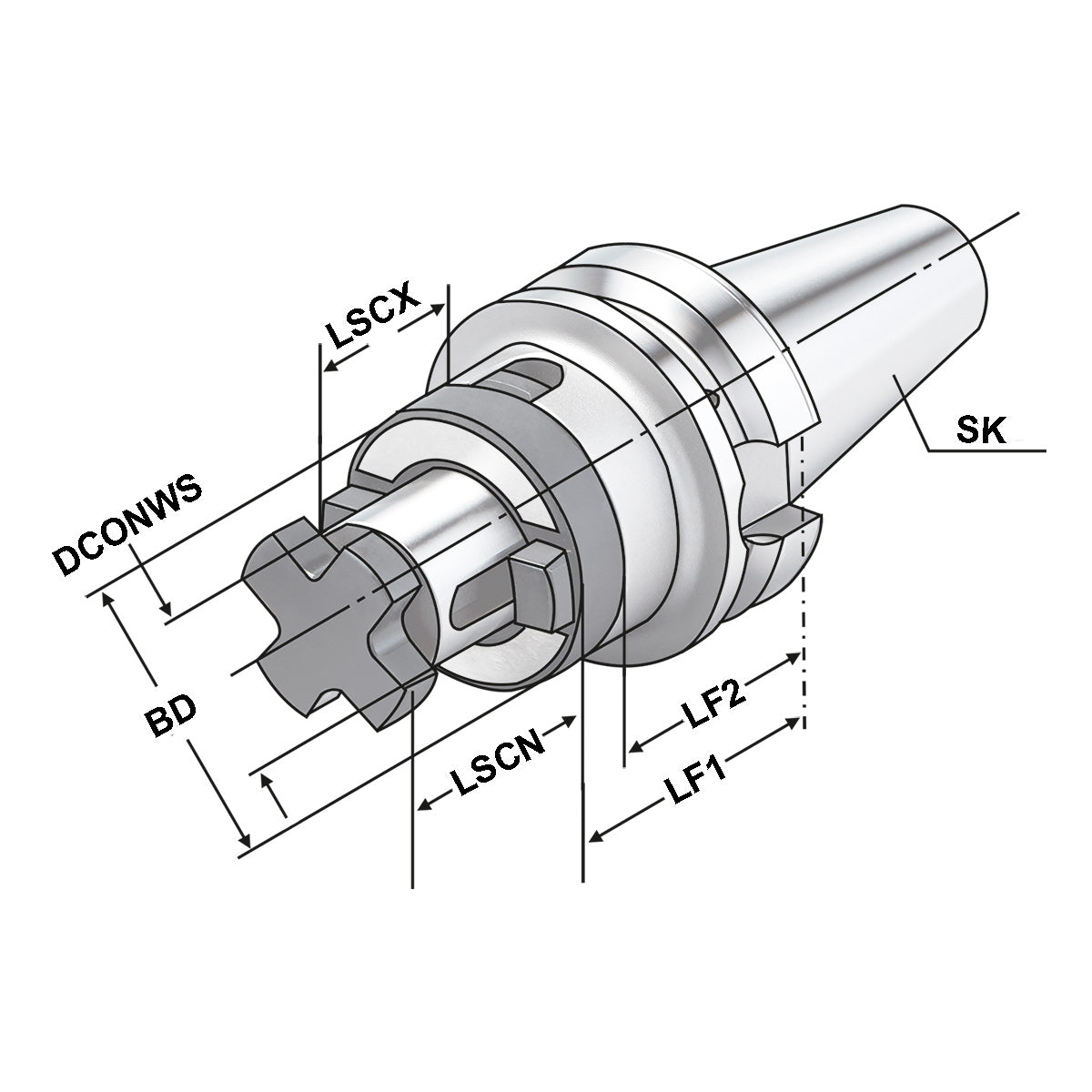 Combi shell mill holder BT 40 - 22 - 55