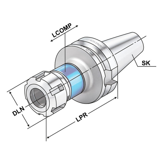 Tapping chucks for synchronisation BT 40 - M3-M27 - 110 | ER 16