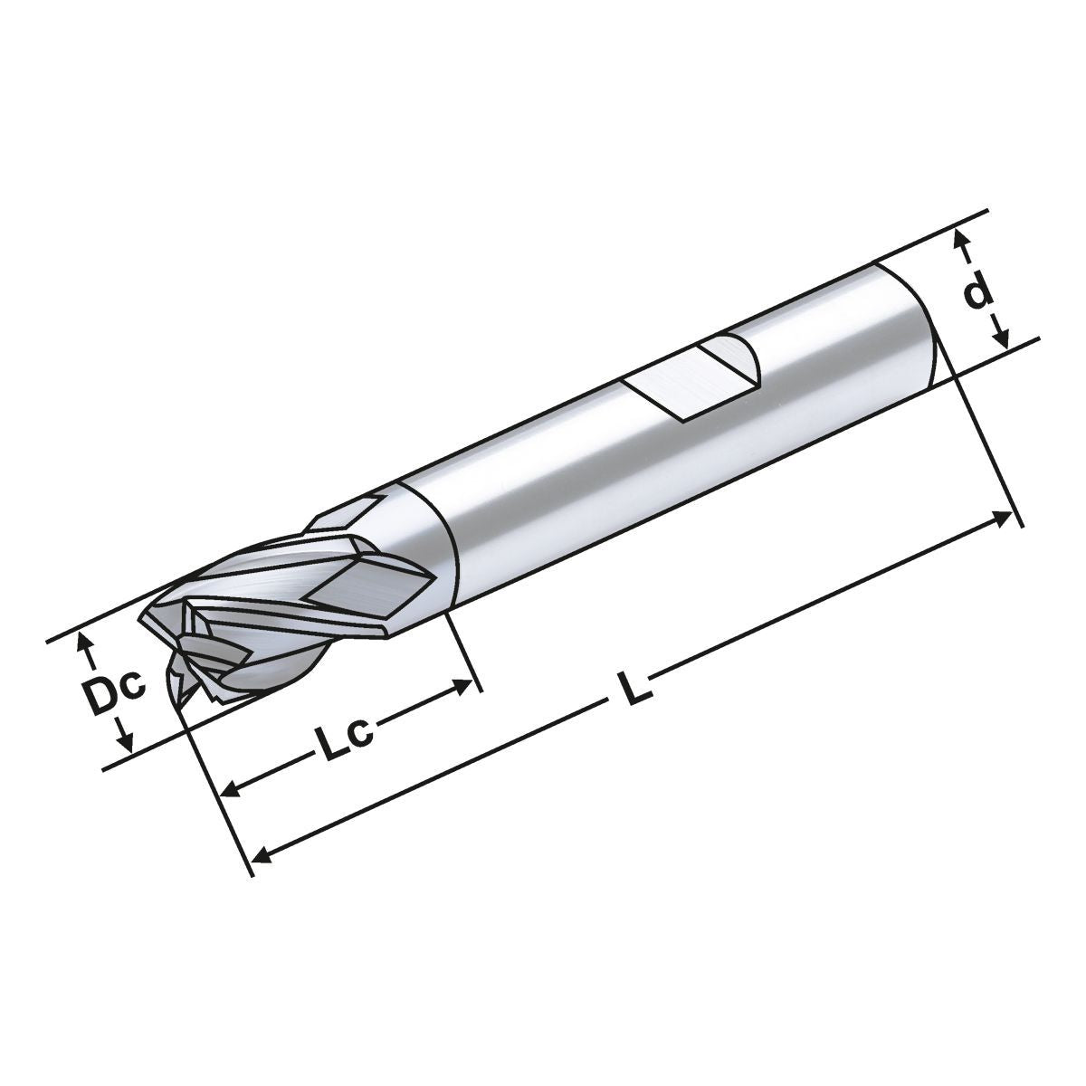 Solid carbide 4 flutes short 8mm 8,0 - 8 AlTiCrN coating