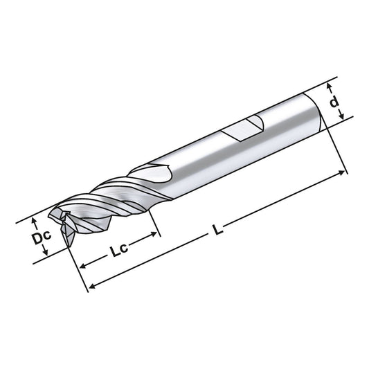 Alu UMG solid carbide end mill 5mm 5,0mm - 6,0mm 3 flutes