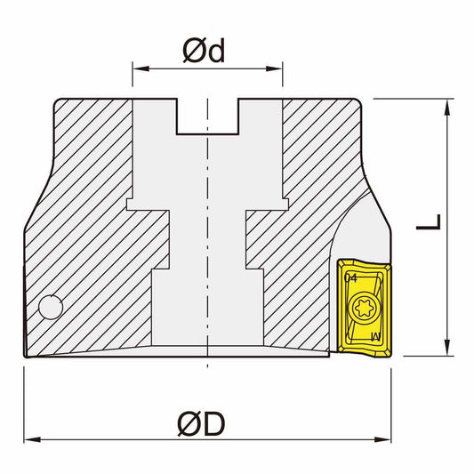 Angular milling cutter 90° 100mm - 32mm APKT 1604 / APHX 1604