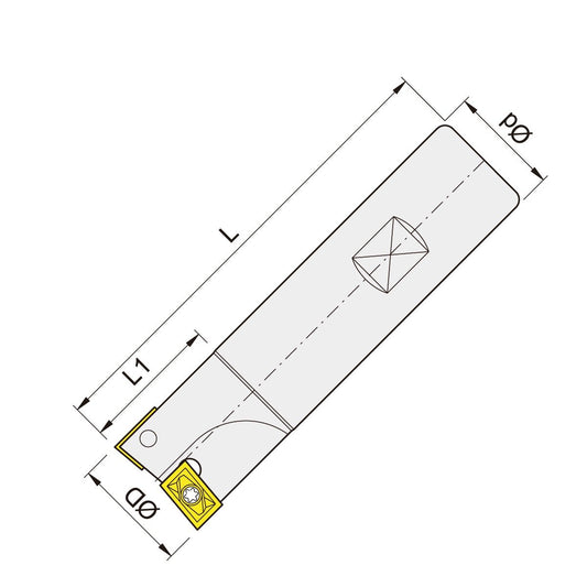 End mill cutter 75° 40mm - 25mm Shank after DIN 1835B