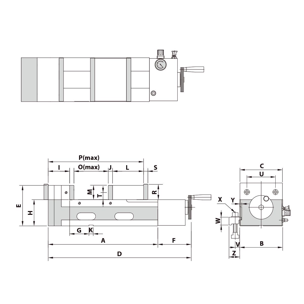Precision vice AMP-180G/HV pneumatic hydraulic