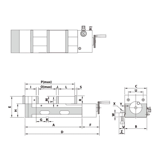 Precision vice AMP-180G/HV pneumatic hydraulic