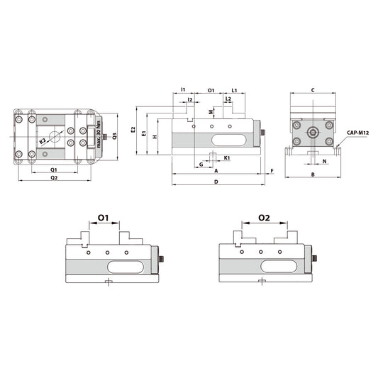 5-Axis precision vice AEX 125G mechanical with mechanical booster