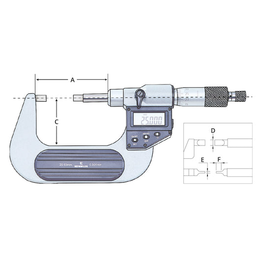 Blade Micrometer | digital | 50 - 75 IP65