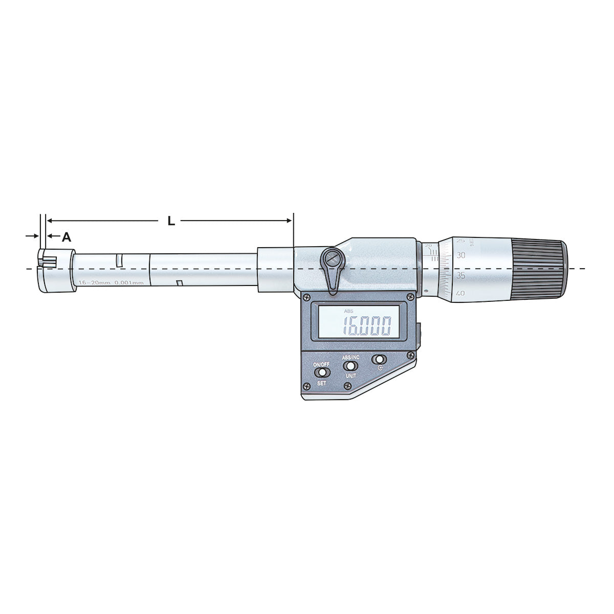 3 point internal micrometer | digital 50-63mm | IP65 | reading 0,001mm