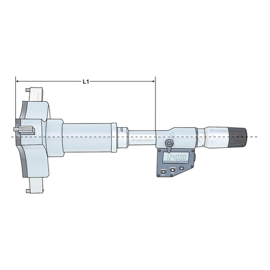 3 point internal micrometer | digital 125-150mm | IP65 | reading 0,001mm