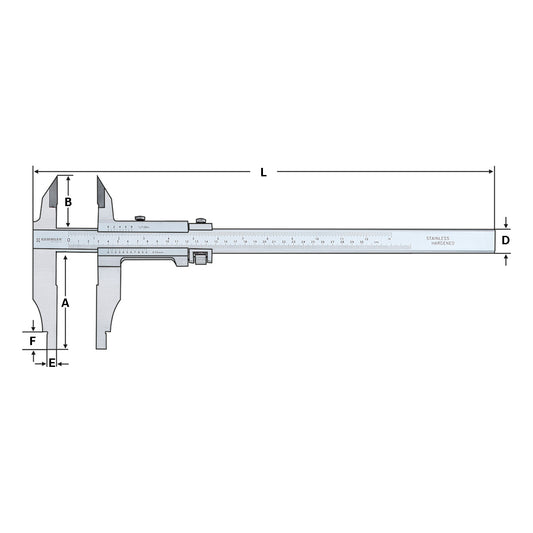 Vernier caliper heavy duty | 0-500mm analogue | with fine adjustment