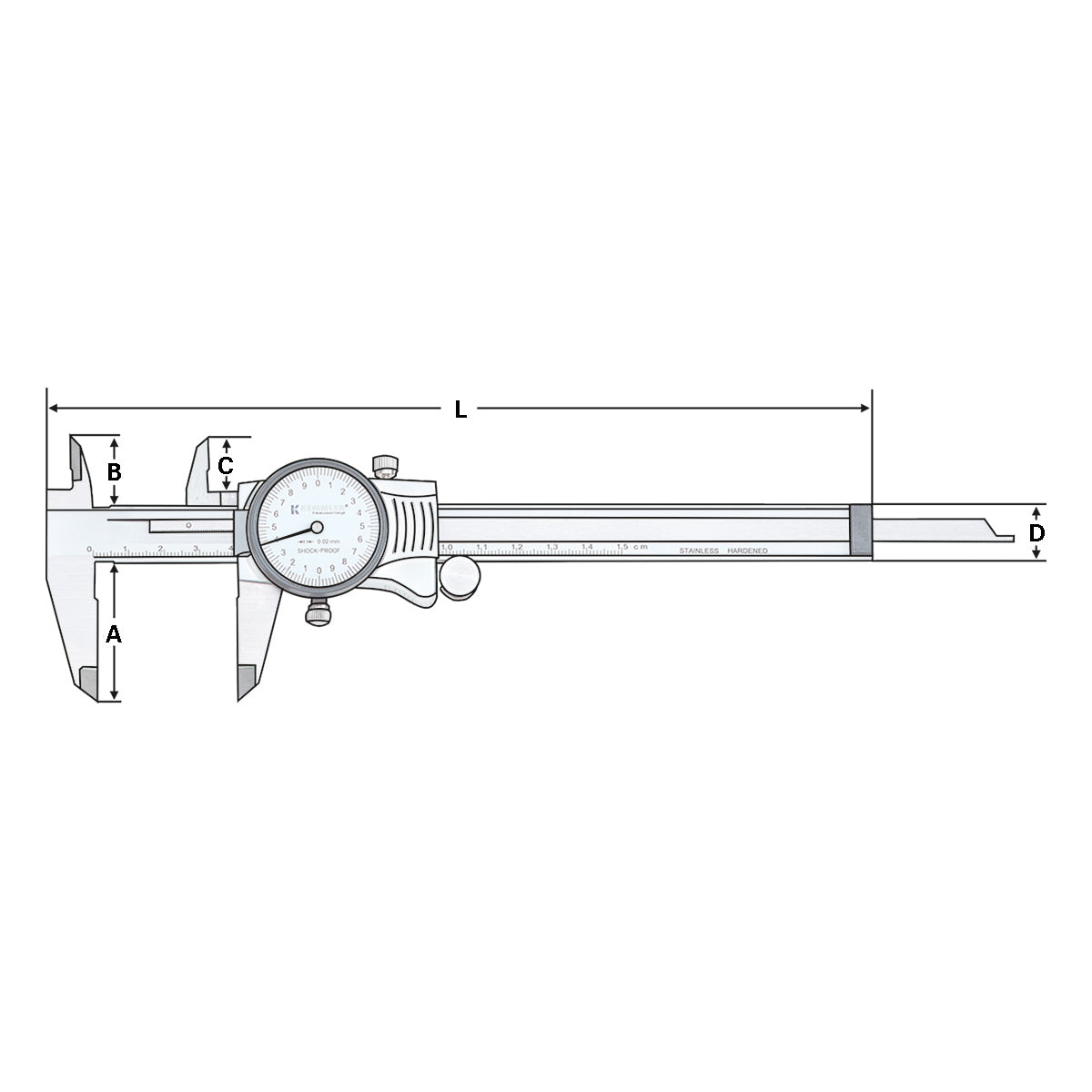 Dial caliper | 0-150mm with fine adjustment | reading 0,02mm