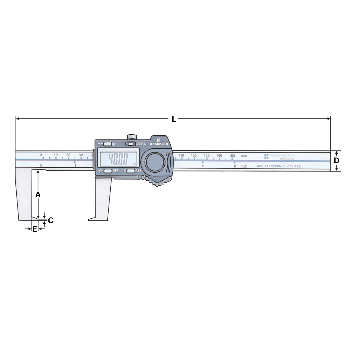 Digital Caliper | 0-200mm for outside grooves / with data output