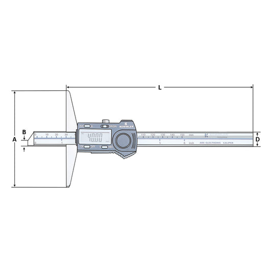 Depth caliper digital 0-150mm with data output