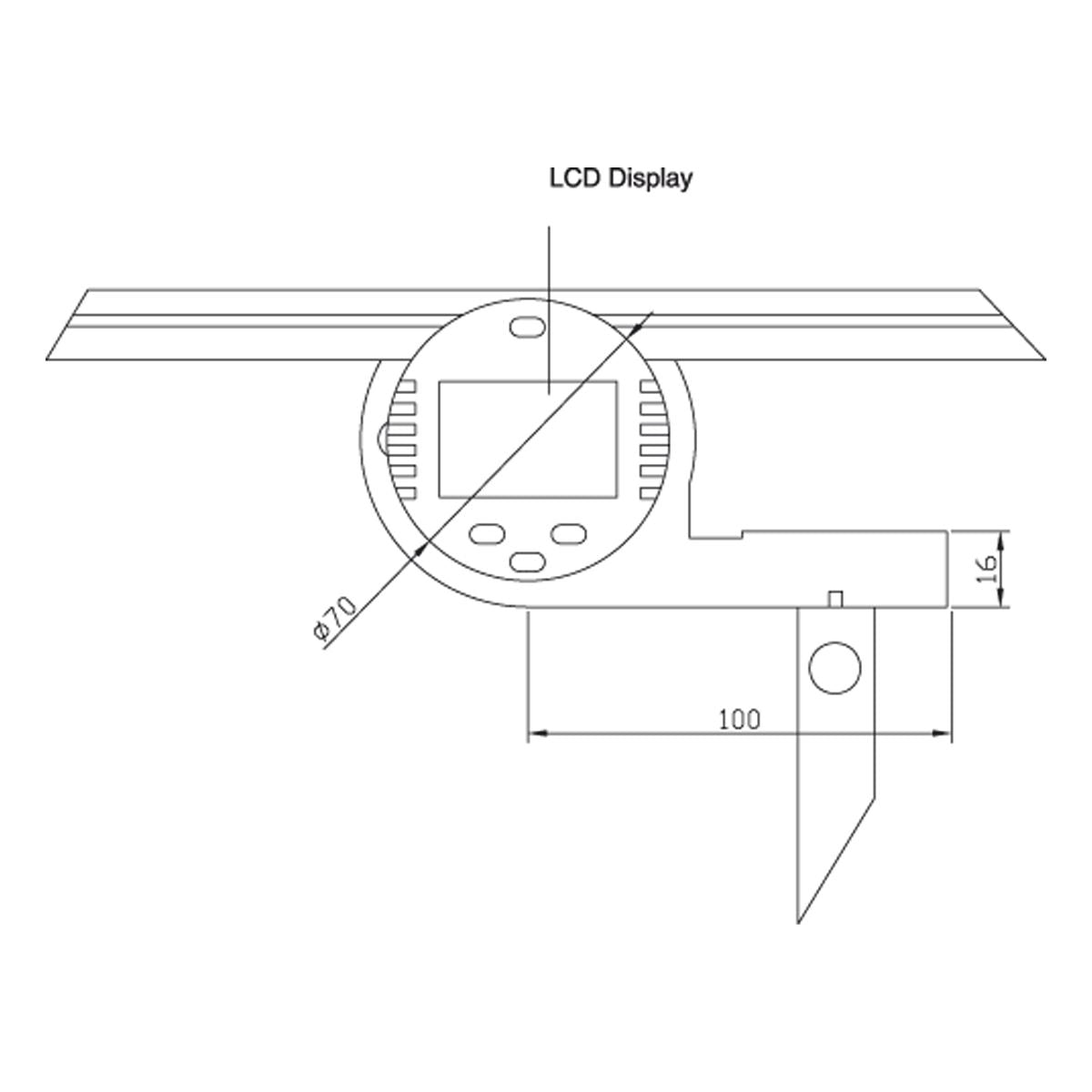 Digital protractor 0-360° with fine adjustment