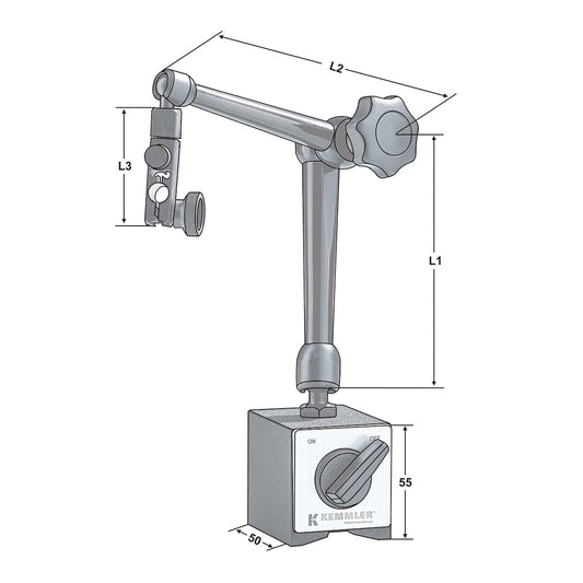 Precision Magnetic base Magnetic power 80kg | Ø 3/8" | Ø8mm