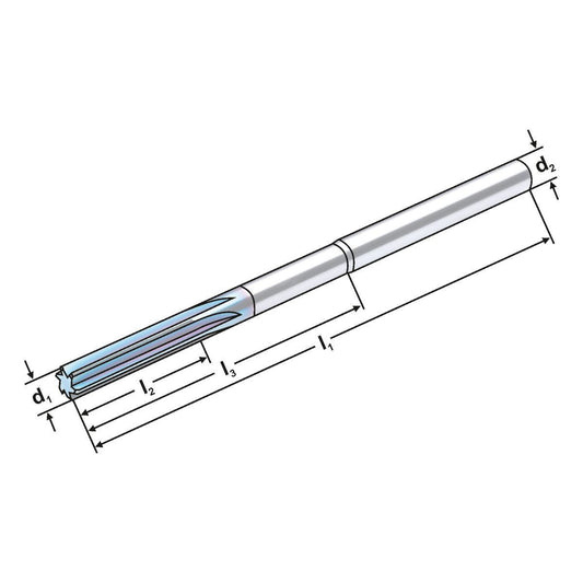 Solid carbide NC reamer 1,99 mm - 3 mm H7 for through holes