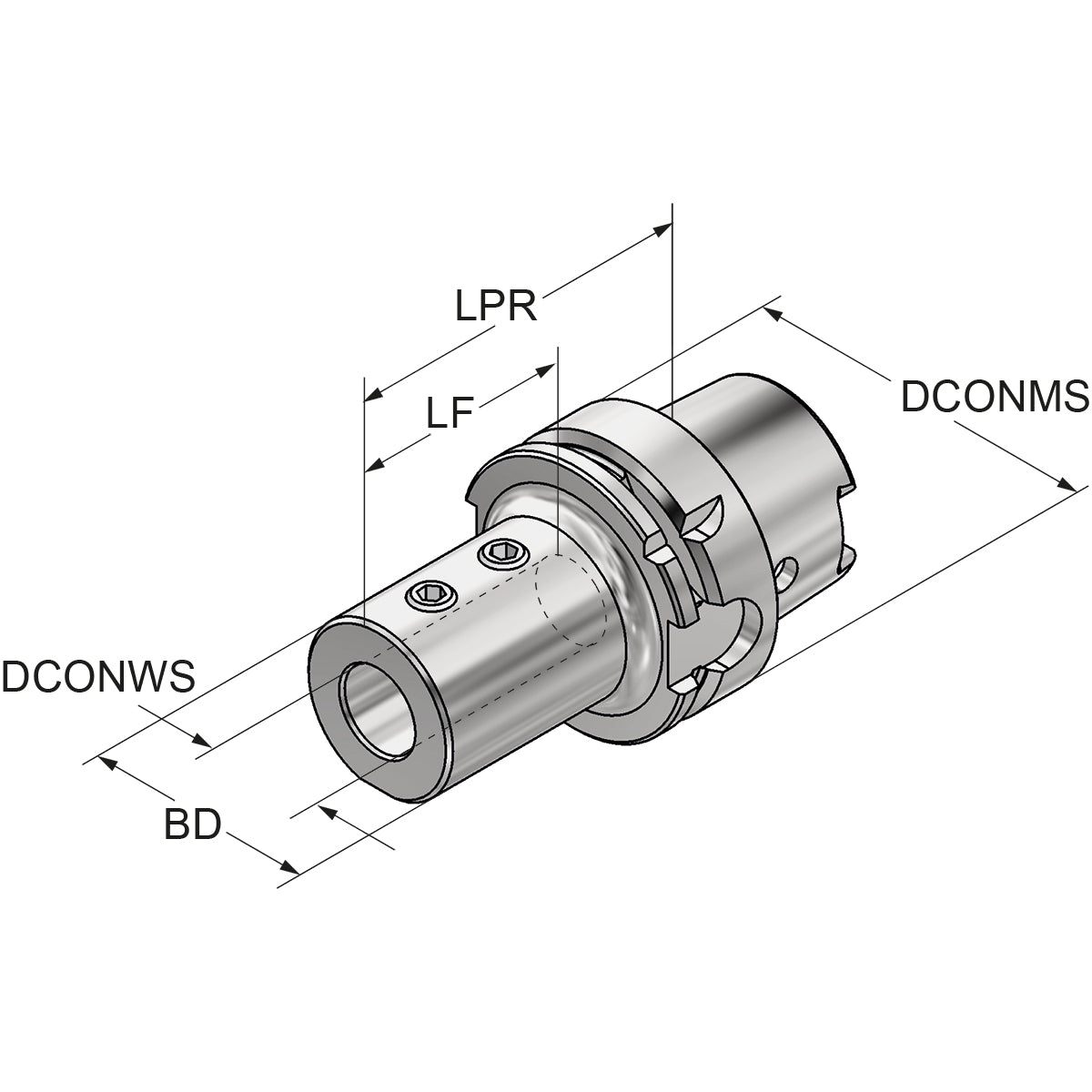 Indexable drill holder HSK 63-32-90 ISO 12164-3 HSK-T