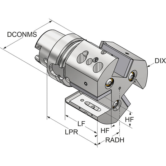 Triple turning toolholder HSK 63-25-100 ISO 12164-3  HSK-T