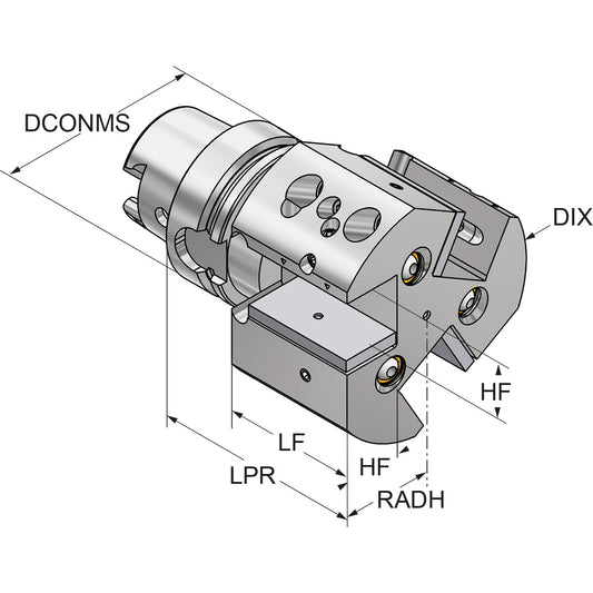 Triple turning toolholder HSK 63-25-100 ISO 12164-3  HSK-T