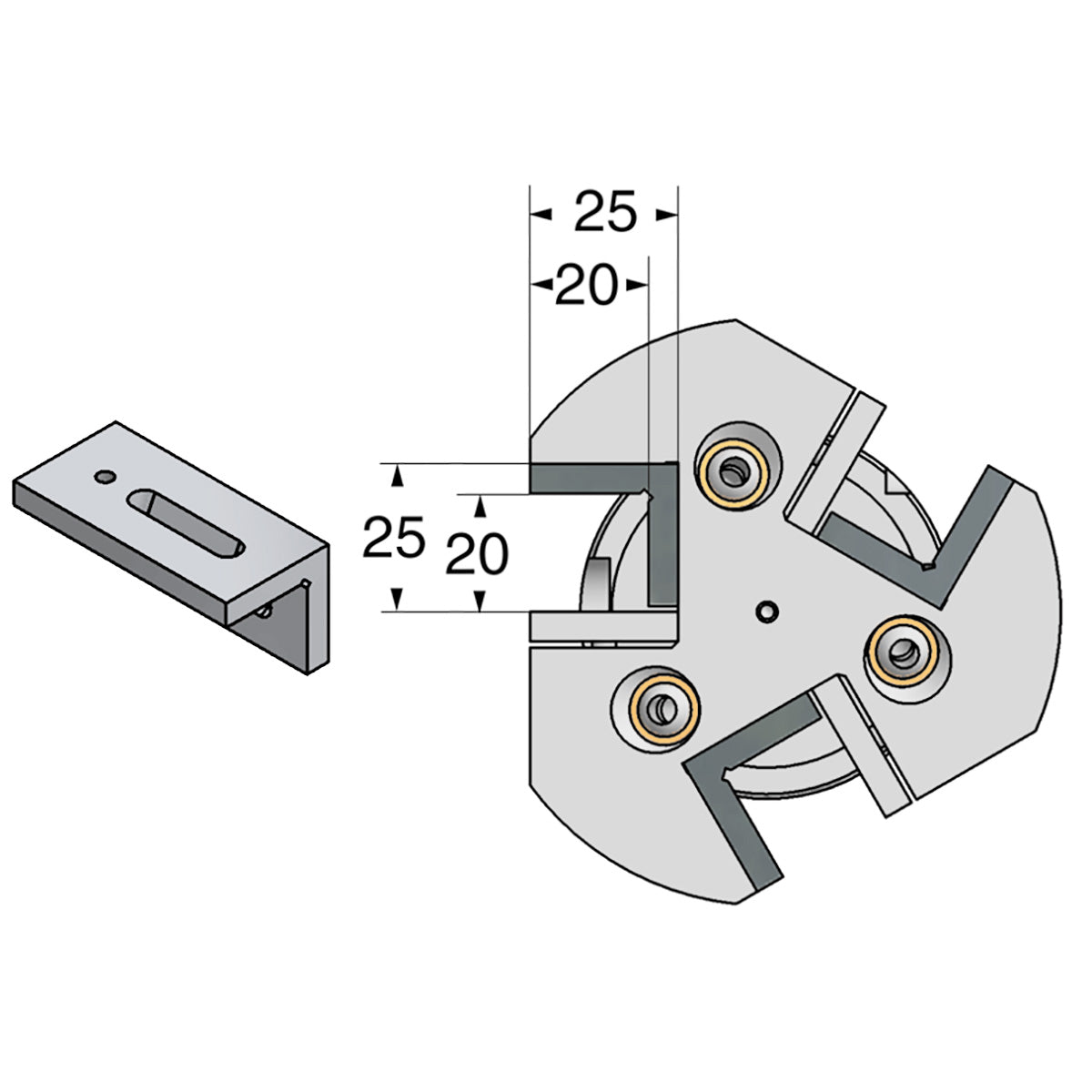 Triple turning toolholder HSK 63-25-100 ISO 12164-3 HSK-T