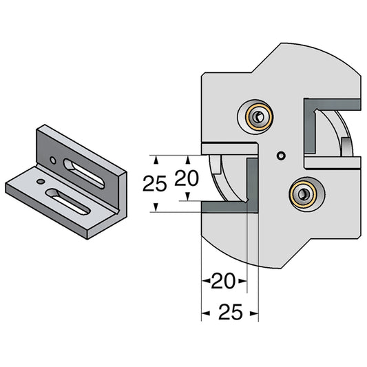 Double turning toolholder HSK 63-25-100 ISO 12164-3 HSK-T