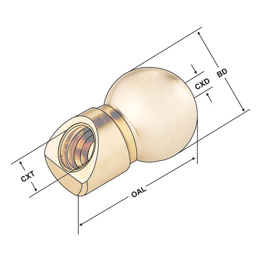 Ball spray nozzle (brass) 10 mm Ø 10 mm - 15,8 - M5