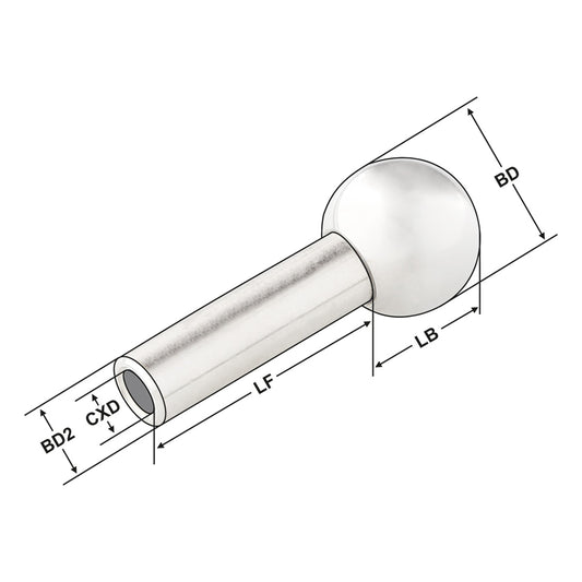 Ball sprayer nozzles with coolant tube 12 mm Ø 12 mm - 10,5 - 4 - 10