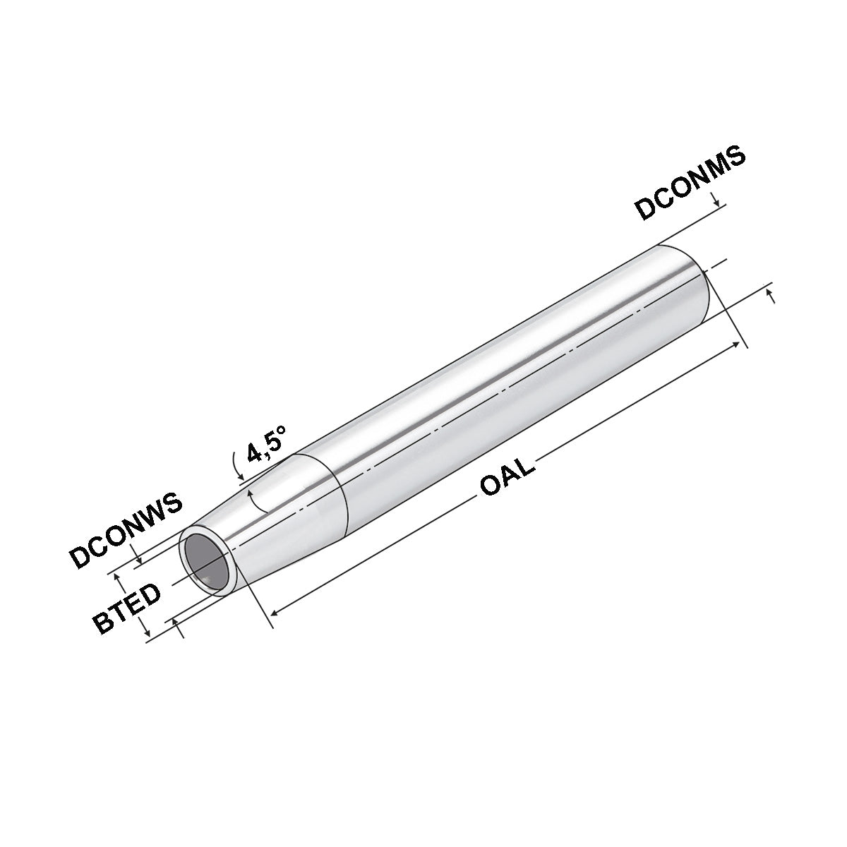 Shrink fit extensions 4,5° 20 - 08 - 150