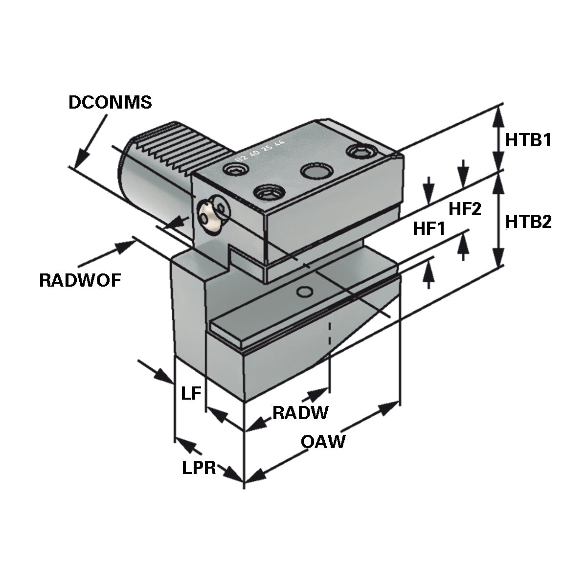Radial toolholder - form B2 left short B2 - 16 x 12 x 24
