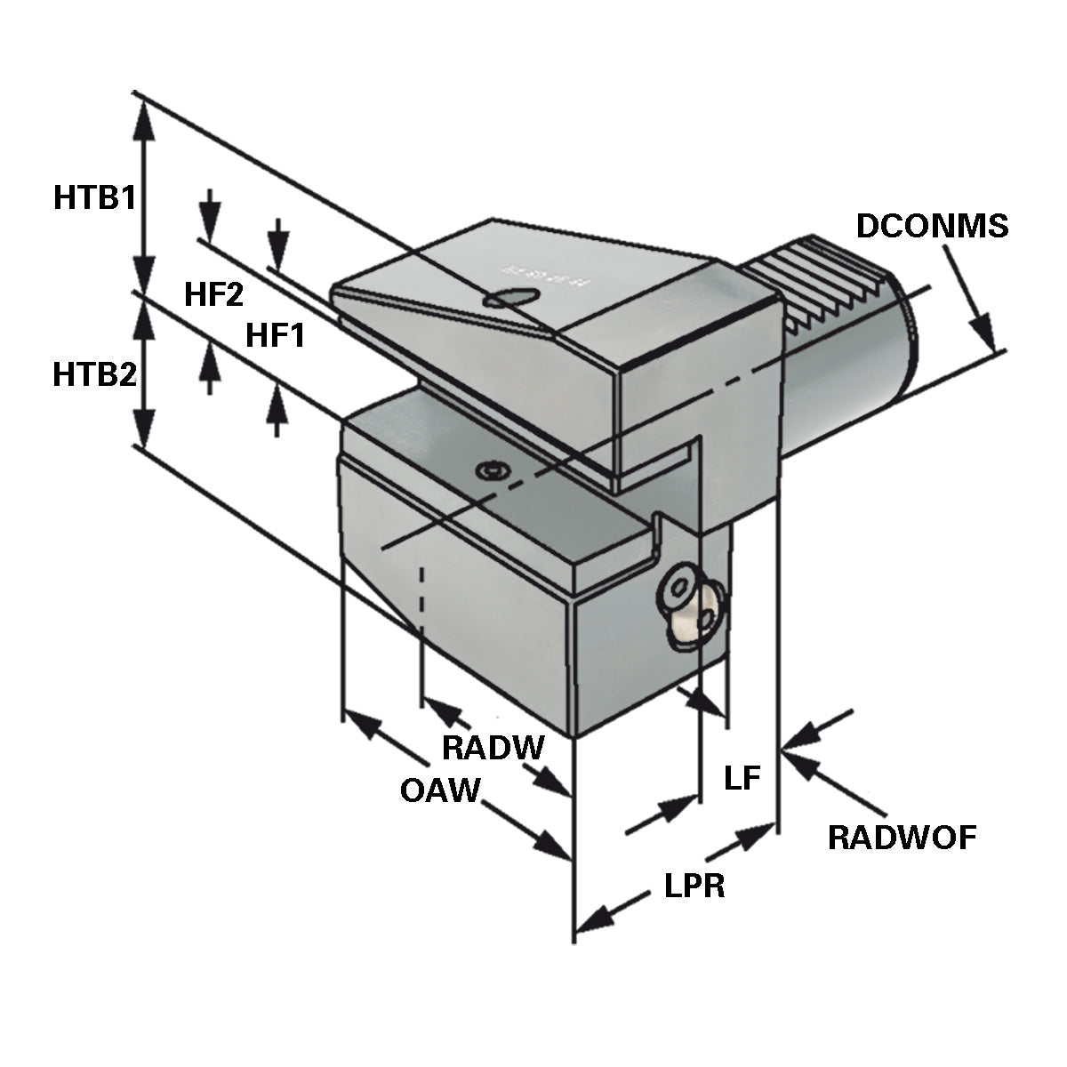 Radial toolholder - form B3 overhead right short B3 - 16 x 12 x 24