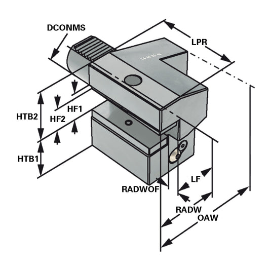 Axial toolholder - form C4 overhead left C4 - 16 x 12