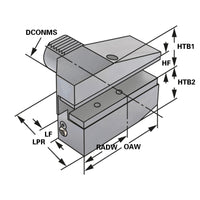 Radial toolholder - form B8 overhead left long B8 - 20 x 16 x 30