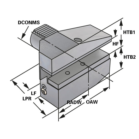Radial toolholder - form B8 overhead left long B8 - 20 x 16 x 30