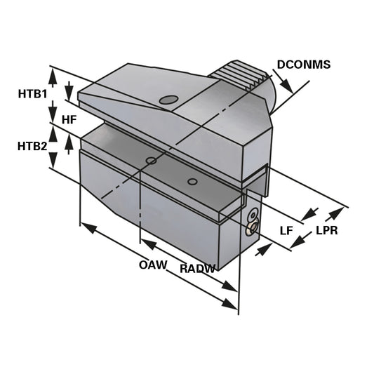 Radial toolholder - form B7 overhead right long B7 - 25 x 16 x 30