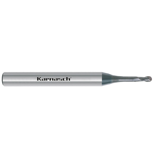 Solid carbide 3D ball nose end mill d= 0,40 / r= 0,20 / L3= 6,0 / d2= 4 / Z= 2 DCC 0318 - graphite / zirconium