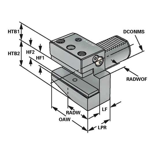Radial toolholder - form B1 right short B1 - 30 x 20 x 40