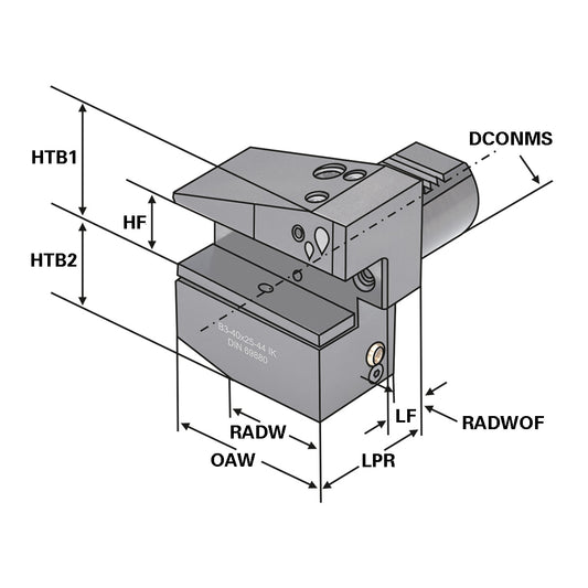 Radial toolholder - form B3 overhead right short B3 - 30 x 20 x 40