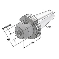 End mill holder Weldon with cooling channels SK 40 - 12 - 50