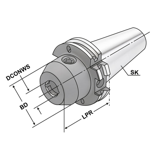 End mill holder Weldon with cooling channels SK 40 - 16 - 100