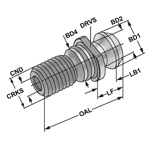 Pull studs CAT metric | M16 | for high-pressure cooling