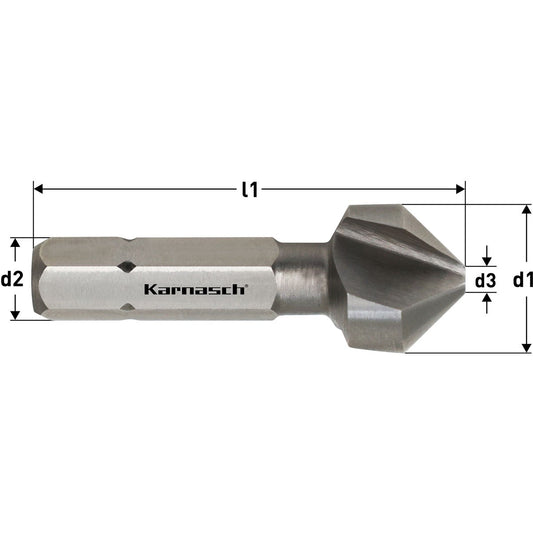 Countersink 90°, HSS-XE UNEQUAL PITCH with impact shank short, DIN 335         d=8,3mm