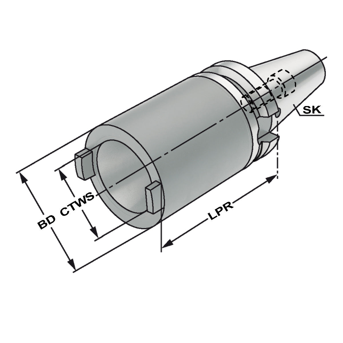 Zwischenhülse für Steilkegel BT 40 - SK 40 - 100