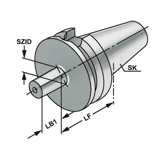 Drill chuck adaptor DIN 238 BT 40 - B12
