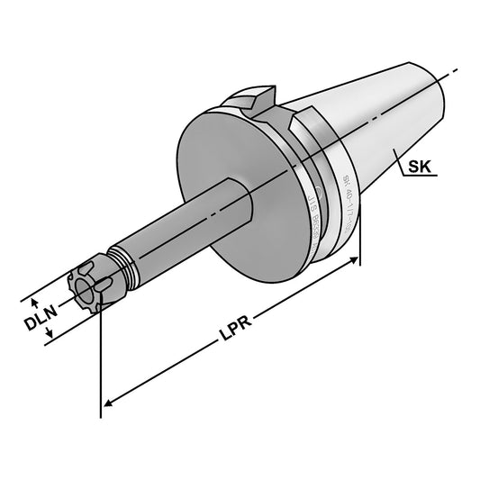 ER-Collet chuck  BT 40 - 1/10 - 100 | ER 16 | Mini
