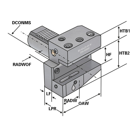 Radial toolholder - form B2 left short B2 - 40 x 25 - 44