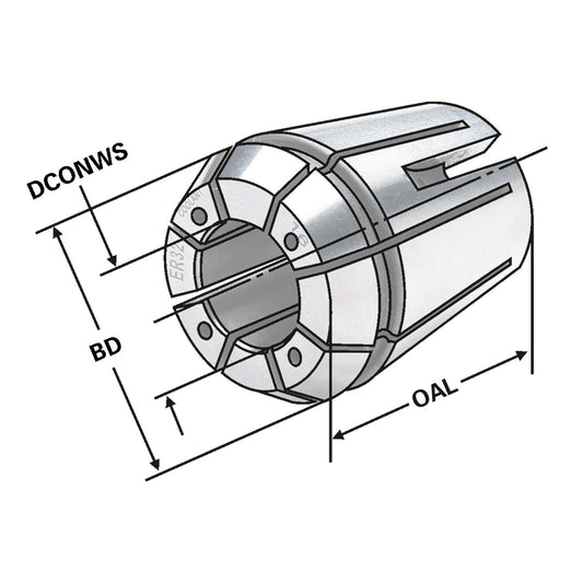 Tapping collets ER with seal and cooling channels ER25 | 430GC | < 15µm | 4 x 3