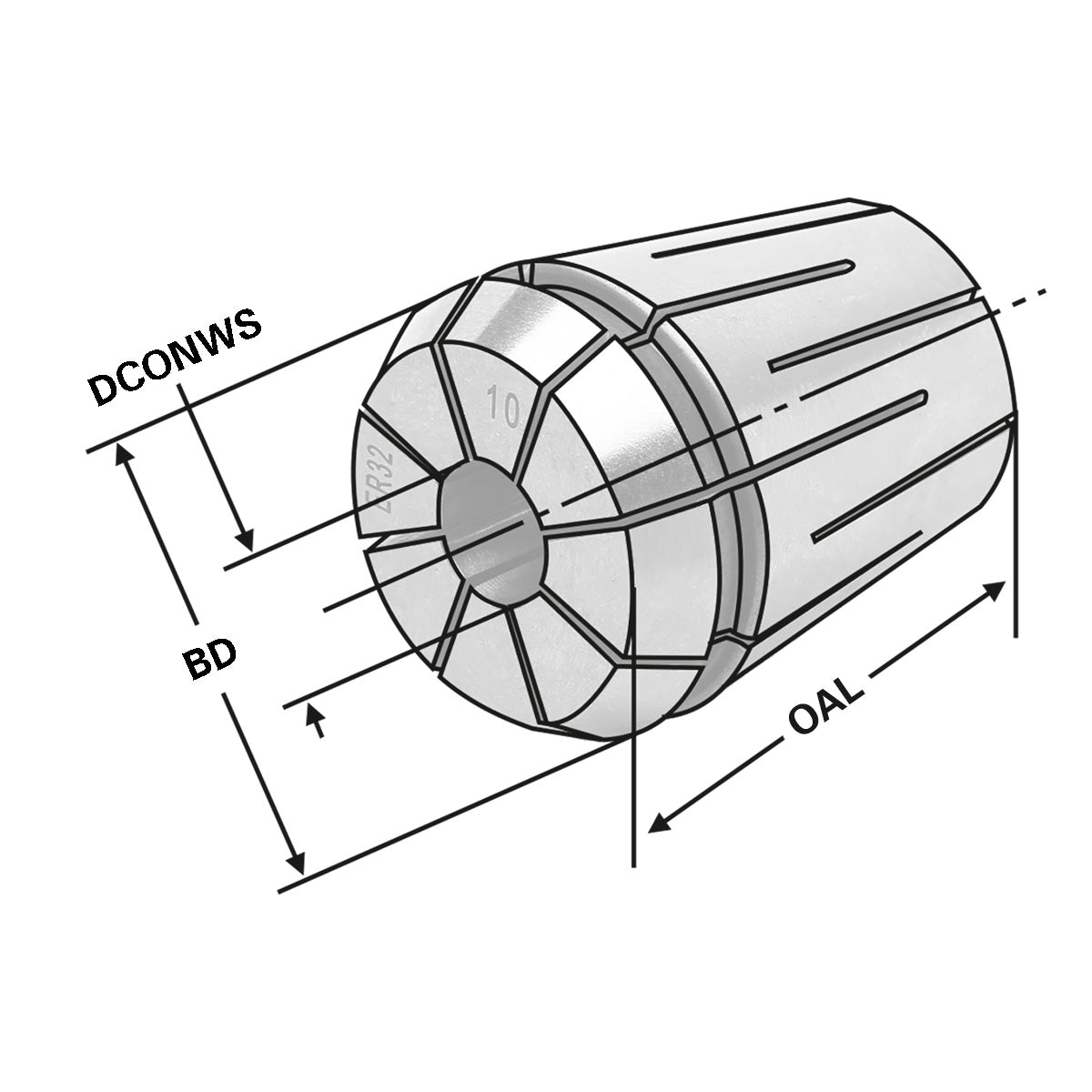 ER-Collet with seal for IC ER32 | 470EH | < 15µm | Ø 7